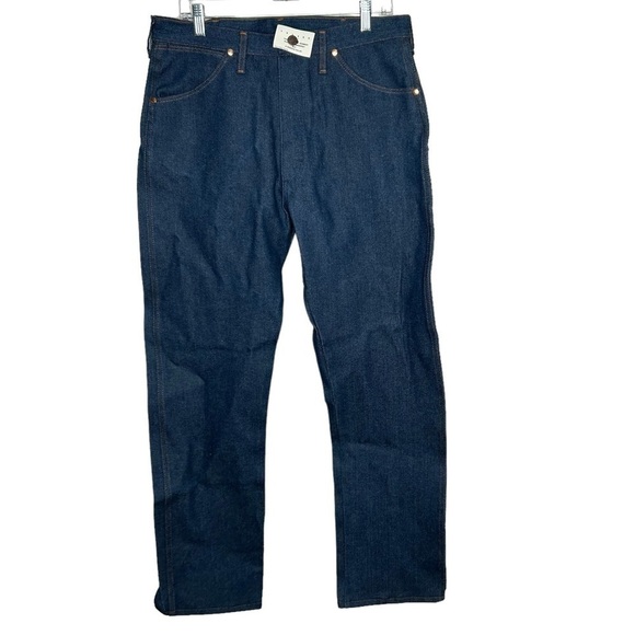 New Vtg Maverick Men’s Denim Jeans Size 34x32 Dark Blue BNWOT IRREGULAR - Picture 1 of 7